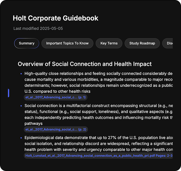 Study Guides feature